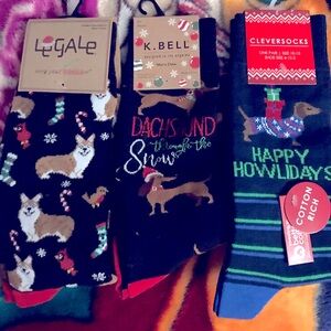 Set of 3 Christmas Dog crew socks